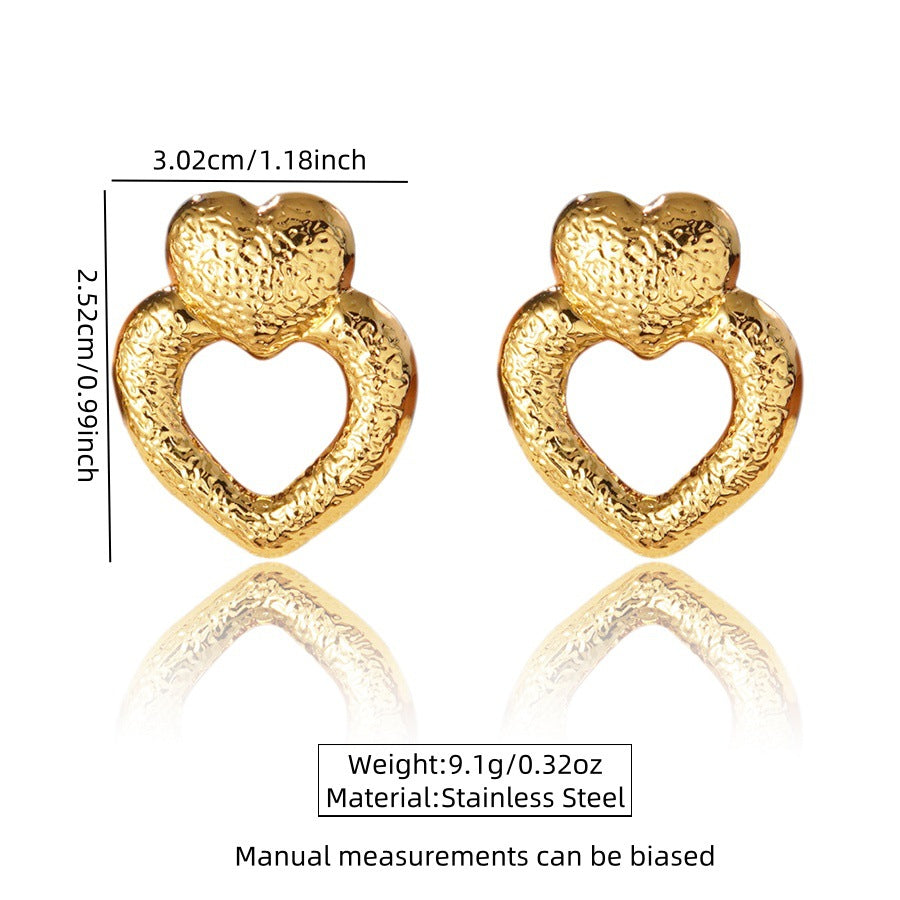 Luxury Elegant Heart Shaped Stainless Steel Earrings for Women
