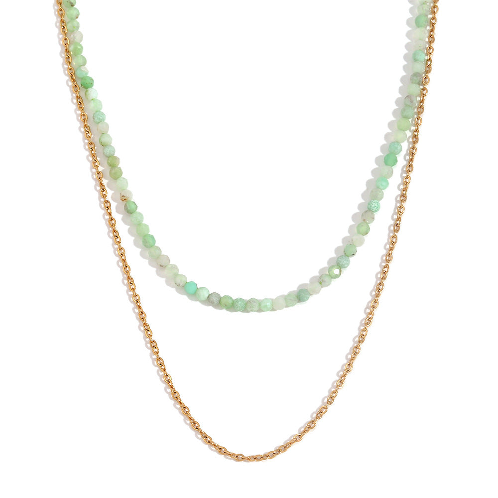 Collana da donna a doppio strato con anelli a O in acciaio inossidabile placcato oro 18 carati con design geometrico minimalista