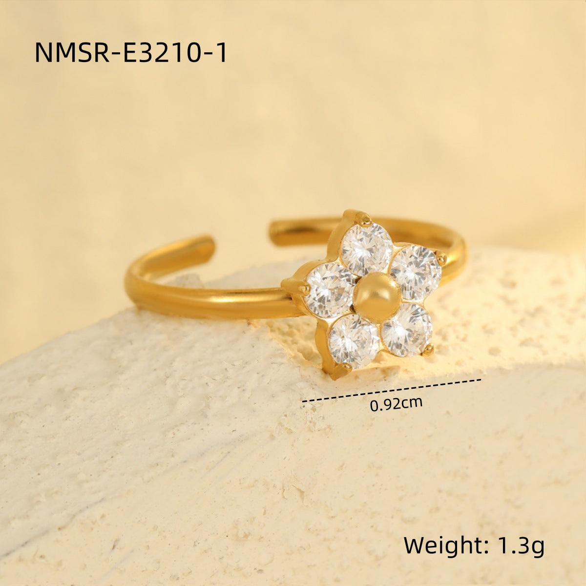 Anello Minimalista Geometrico Placcato Acciaio Inossidabile con Accento Zirconia per Donna