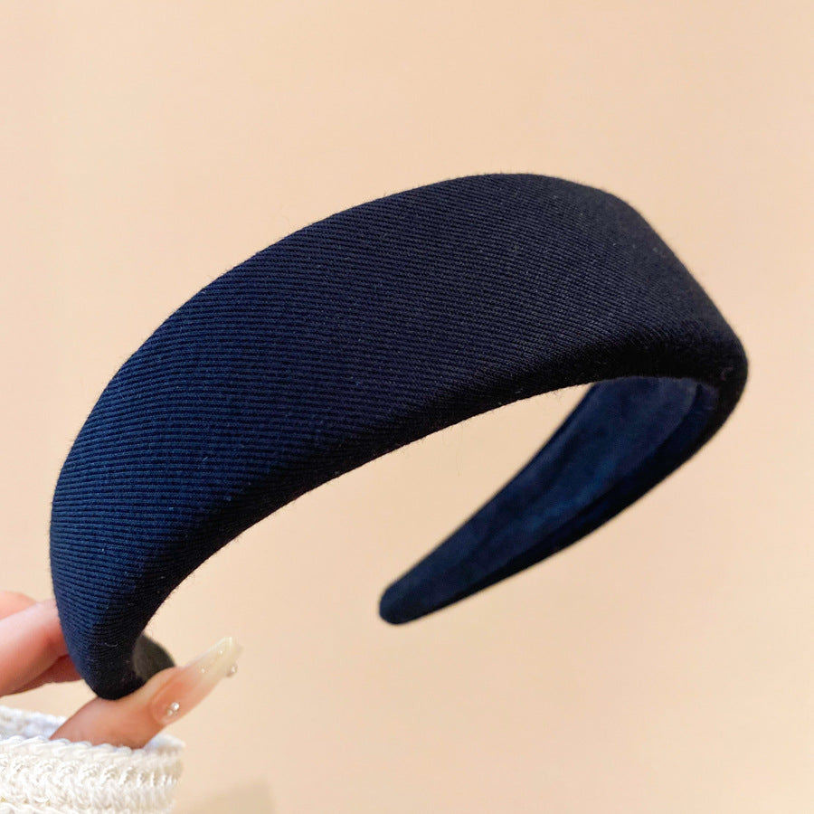 Diadema de perlas minimalista para mujer con estilo retro de otoño e invierno, diadema de tela redonda para peinado de corona alta, accesorio elegante para uso diario en la oficina