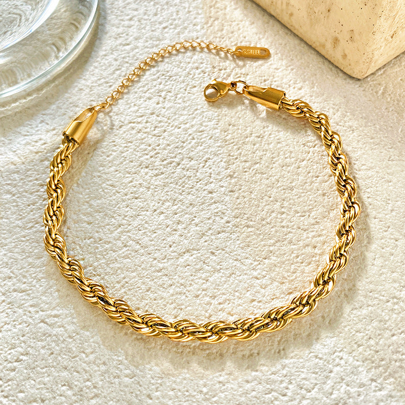 Luxury Casual Titanium Steel Rope Chain Bracelet Plated Unisex