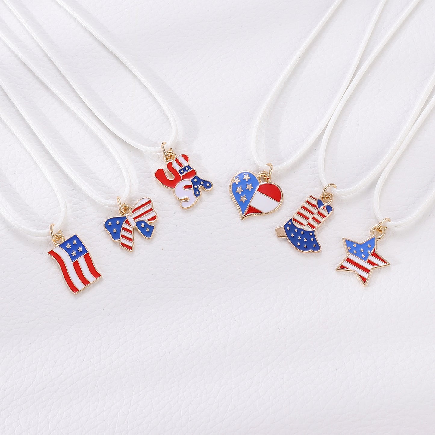 Patriotic Heart Star Letter Alloy Pendant Necklace for Unisex
