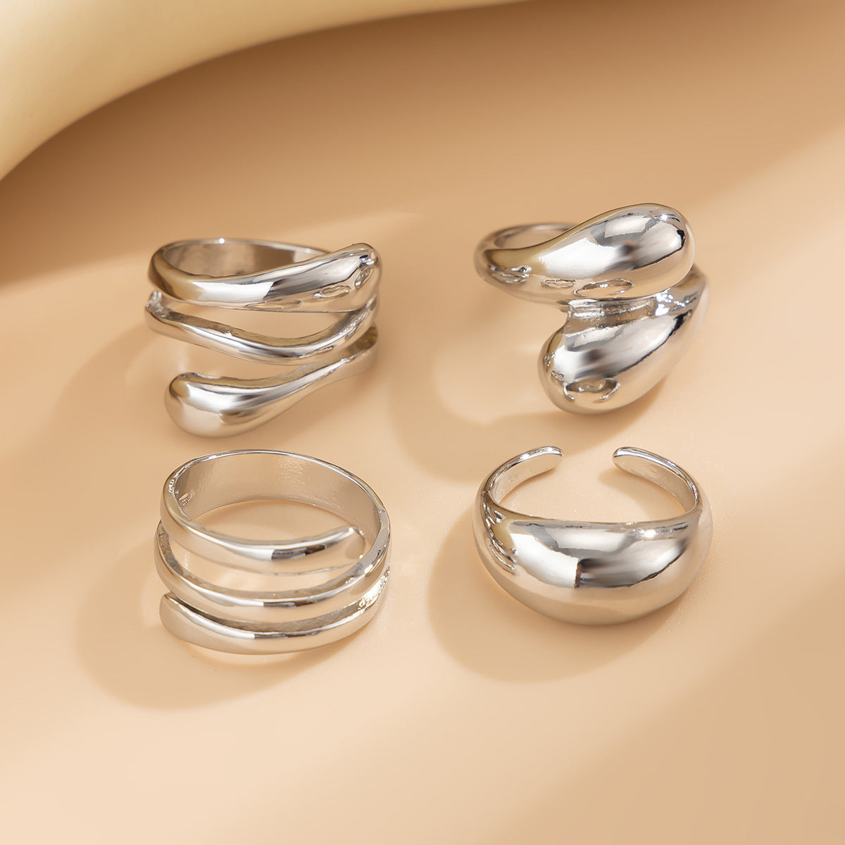 Vintage Geometric Zinc Alloy Plated Bracelet Set