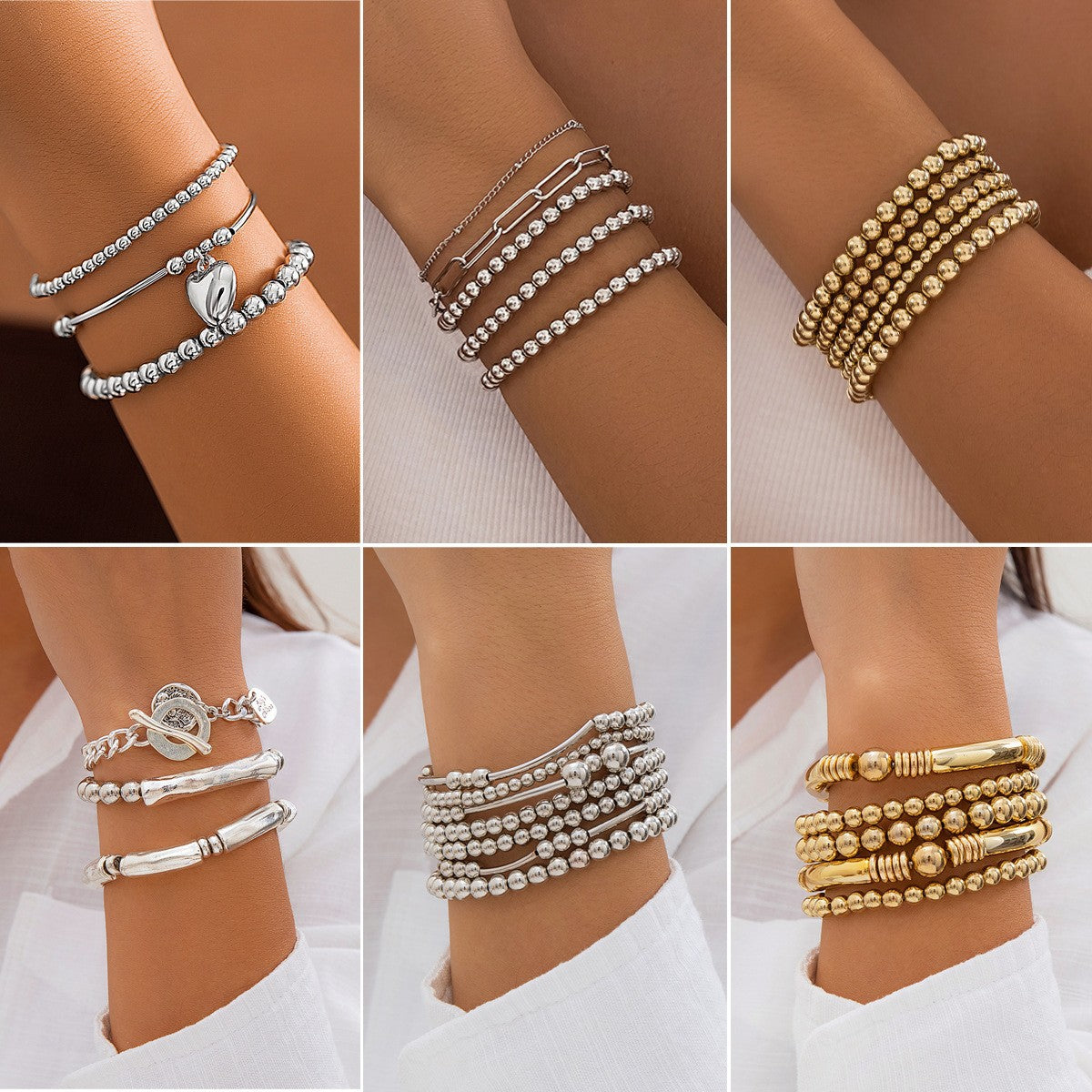 Bracciale da donna in lega con ciondolo a cuore minimalista, finitura placcata e dettaglio a catena