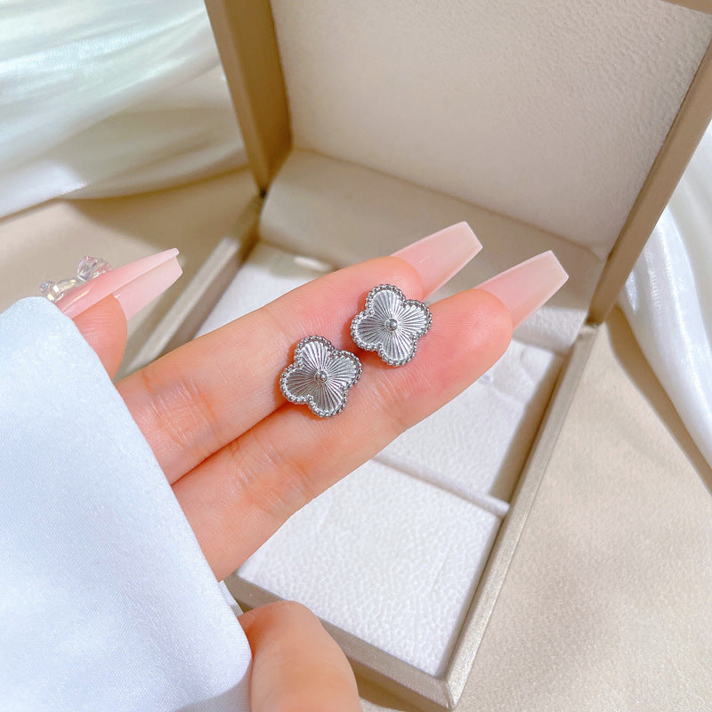 Minimalist Sweet Geometric Titanium Steel Plated Stud Earrings