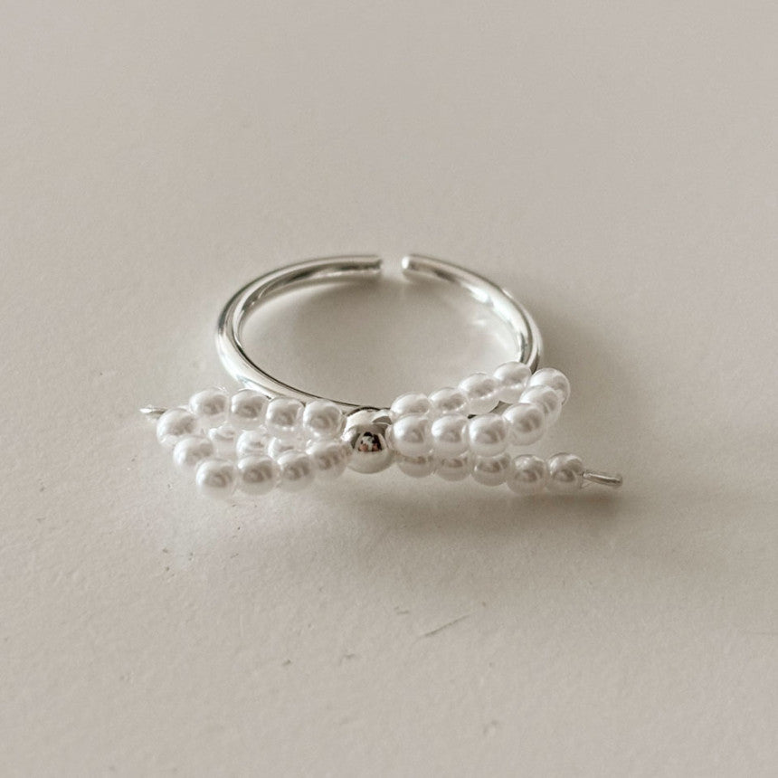 Minimalist Bow-Shaped 925 Sterling Silver Adjustable Bamboo-Knuckle Ring for Women