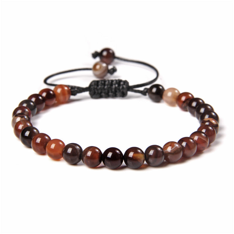 Sweet Sporty Geometric Natural White Crystal Stretch Bracelet 6mm Unisex Handmade Energy Bangle