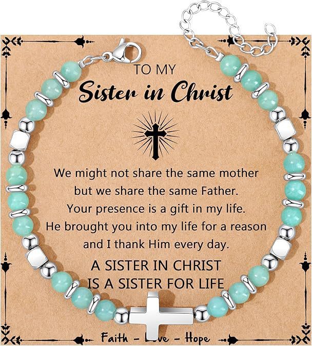 Sweet Geometric Cross Stainless Steel Bracelet with 4mm Amethyst and Amazonite Beads Unisex