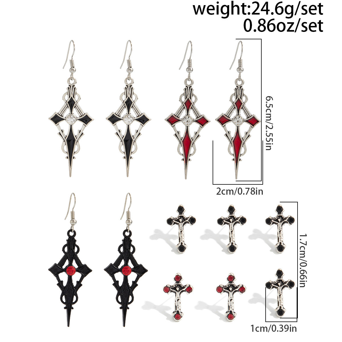 Vintage Alloy Plated Animal Shape Crystal Tassel Earrings Set with Bat and Rose Design for Women