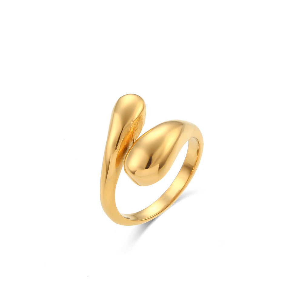 Anello da donna regolabile in acciaio inossidabile con serpente geometrico minimalista e finitura lucida