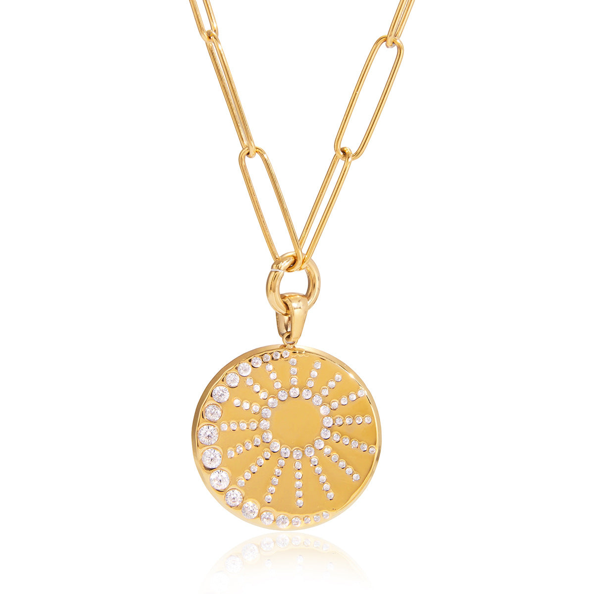Minimalist 18K Gold Plated Geometric Stainless Steel Necklace for Women