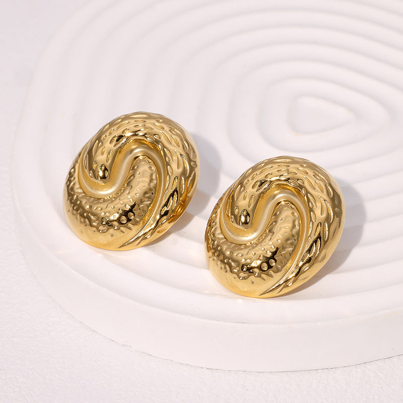 Orecchini da donna geometrici minimalisti a forma di abalone in acciaio inossidabile placcati oro 18 carati