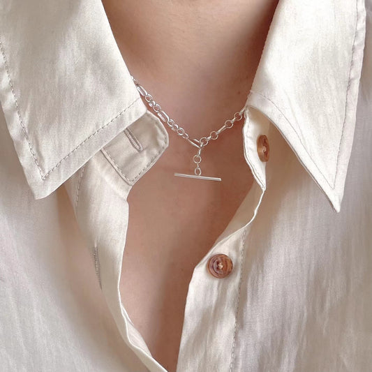 Collana a catena con perline geometriche in argento sterling da donna, minimalista e di tendenza, ciondolo in argento 925, lavorazione artigianale, gioielli eleganti