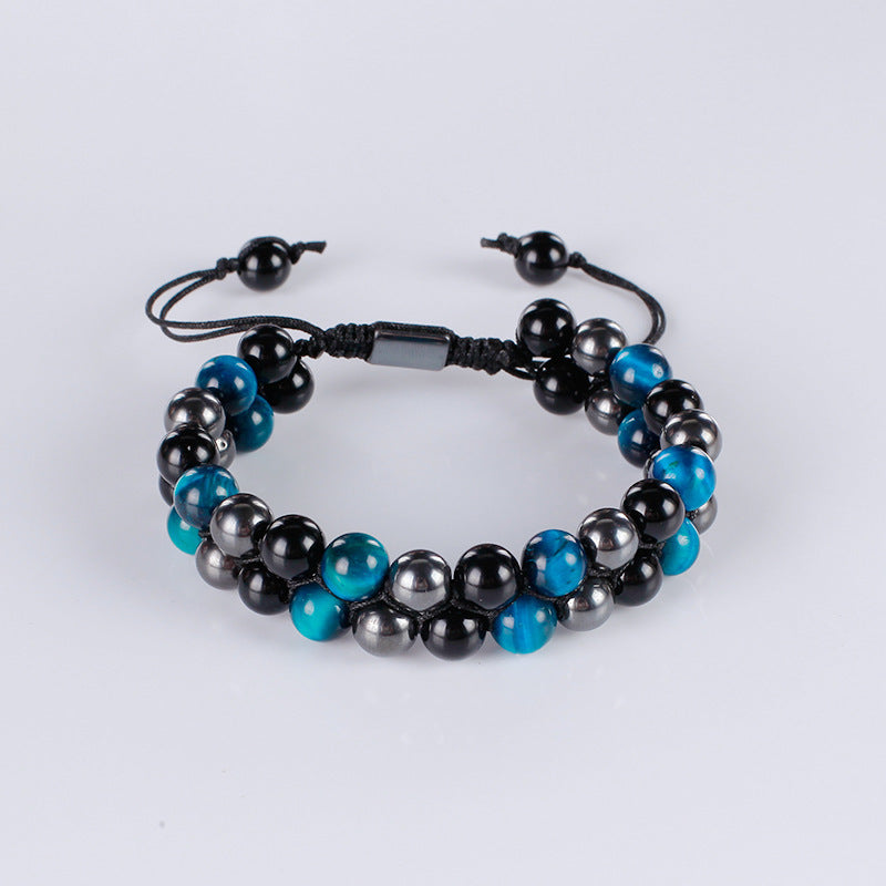 Unisex Animal Charm Alloy Bracelet with Natural Turquoise Agate and Crystal Stones