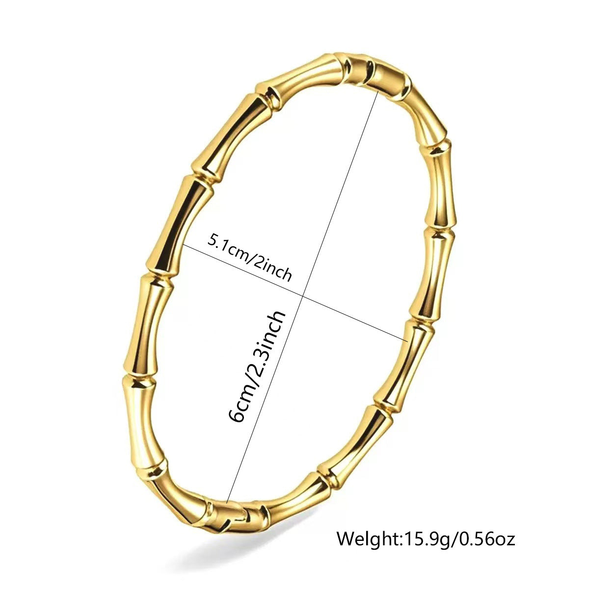 Minimalist 18K Gold Plated Drip Oil Geometric Bamboo Stainless Steel Bracelet