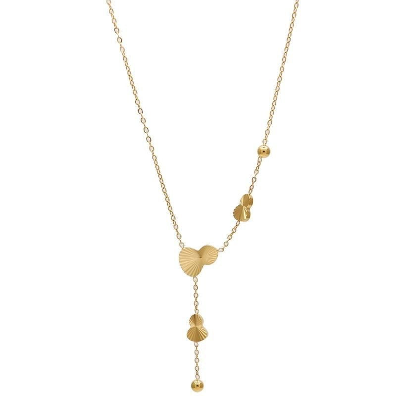 Minimalist Geometric Laser Titanium Steel Y-Shape Tassel Necklace for Women