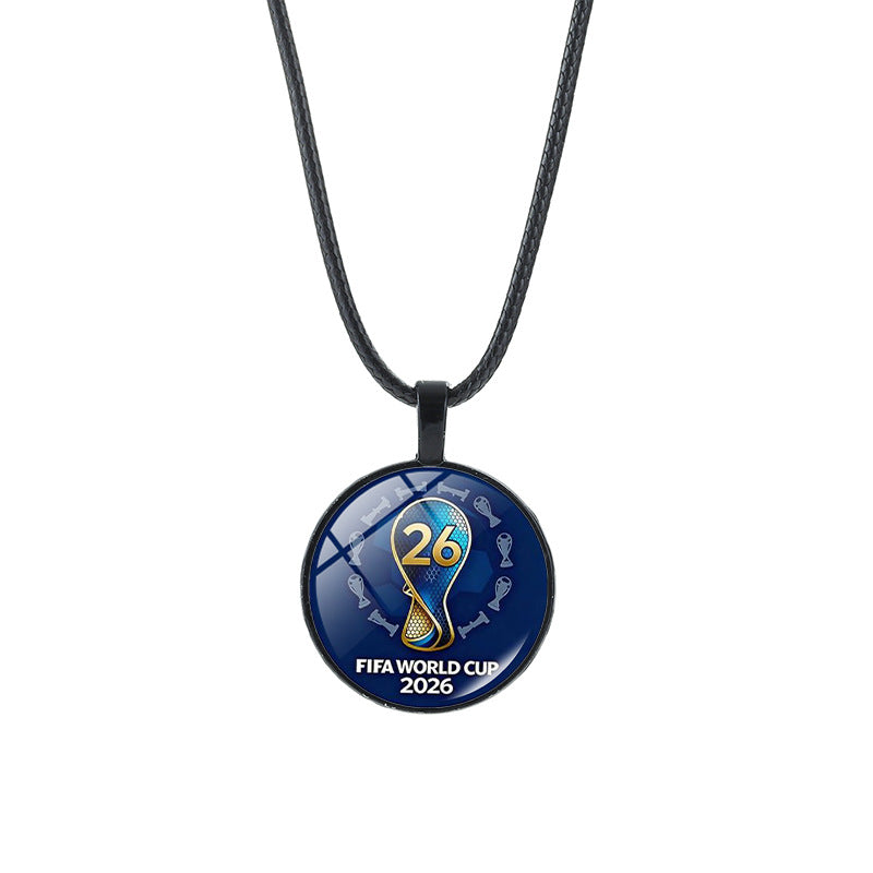 Sporty Geometric Round Crystal Pendant Alloy Plated Necklace Unisex Black Cord Chain
