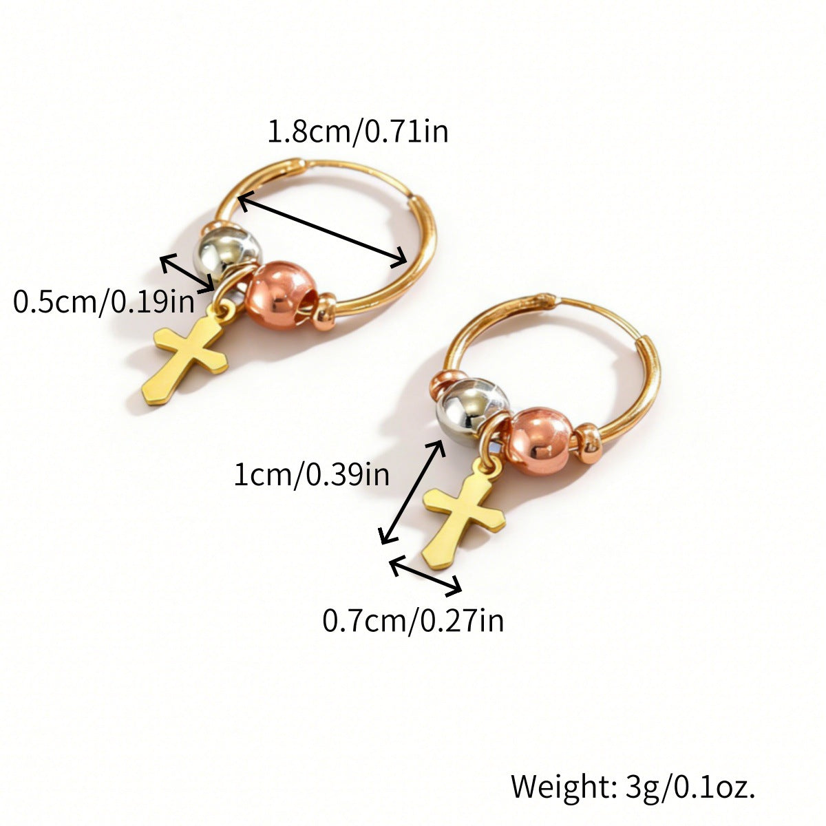 Minimalist Punk Cross Plated Alloy Earrings for Women