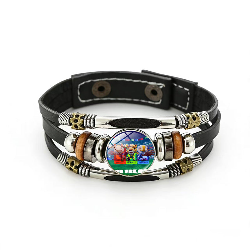 Bracciale in pelle placcato geometrico unisex