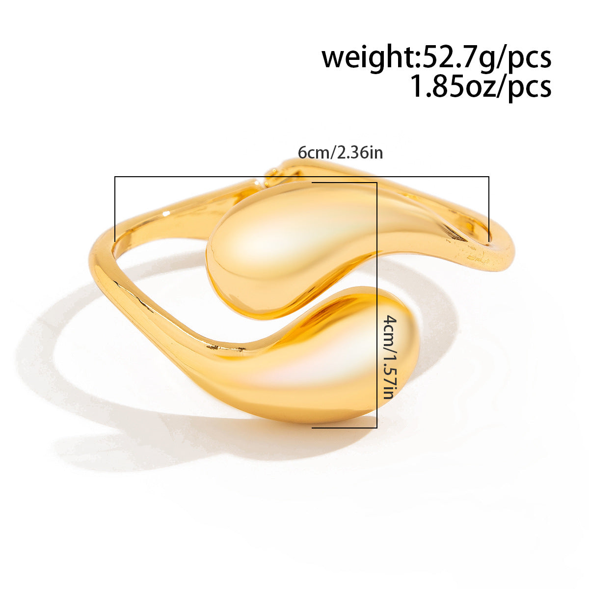 Personalized Geometric Water Drop Open Cuff Bracelet with Spring Clasp - Alloy Electroplated
