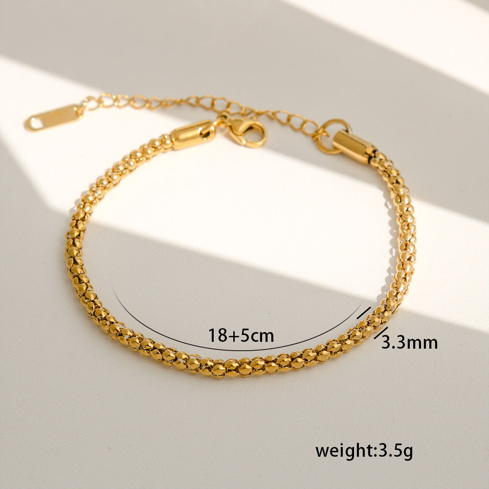 Bracciale da donna minimalista a rombi in acciaio al titanio con placcatura in oro 18 carati, accessorio di moda versatile