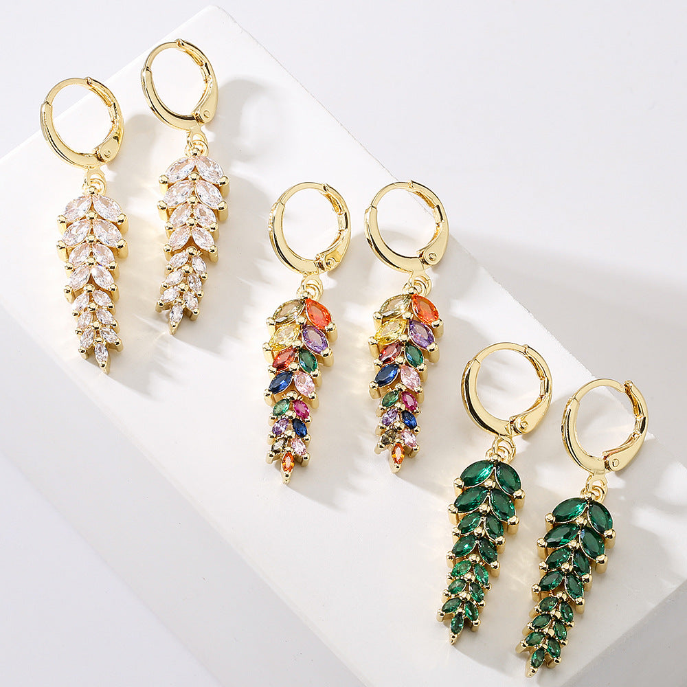 Minimalist Geometric Leaf-Shaped Copper Earrings with 18K Gold Plating for Women