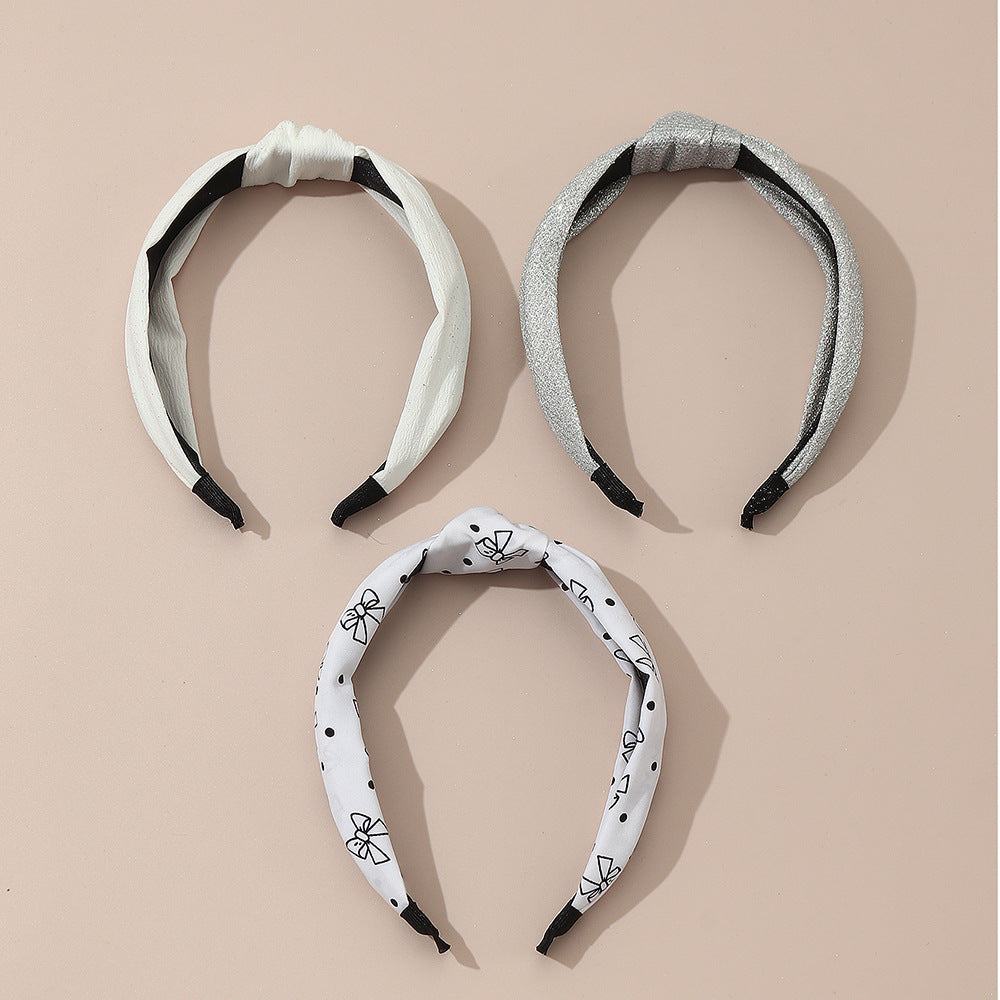 Set di Cerchietti per Bambini Minimalisti con Fiocco e Glitter per Bambine, Accessori per Capelli a Fascia Larga e Corona Alta