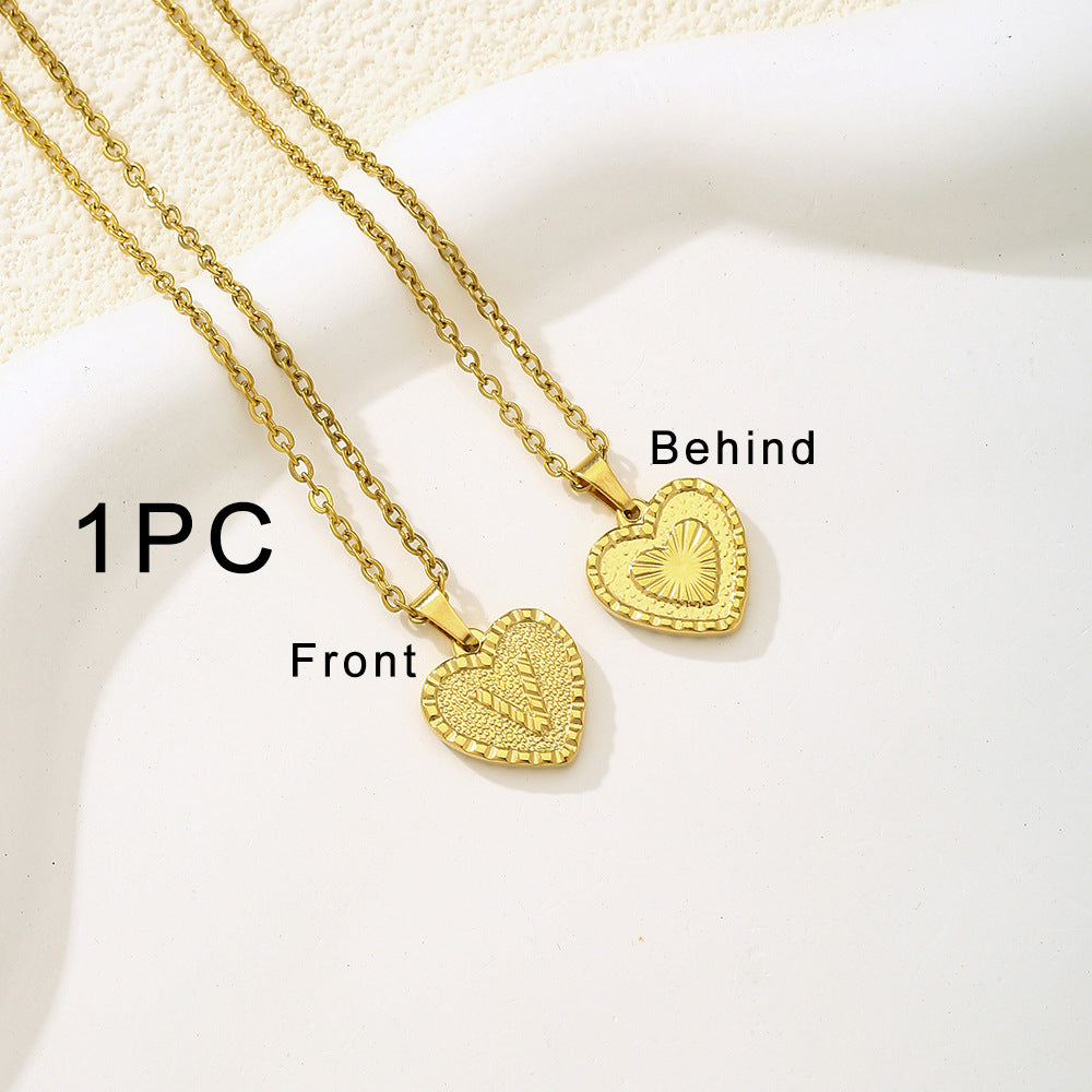 Elegante collana con ciondolo a forma di cuore in acciaio inossidabile con lettera, per donna, finitura placcata, stile catena O