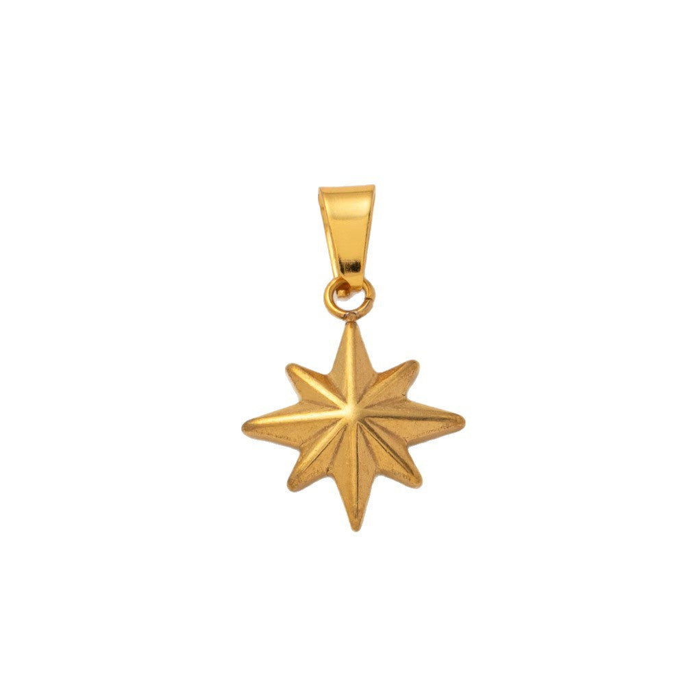 Vintage 18K Gold Plated Stainless Steel Star Pendant Charm Bar PVD Coated