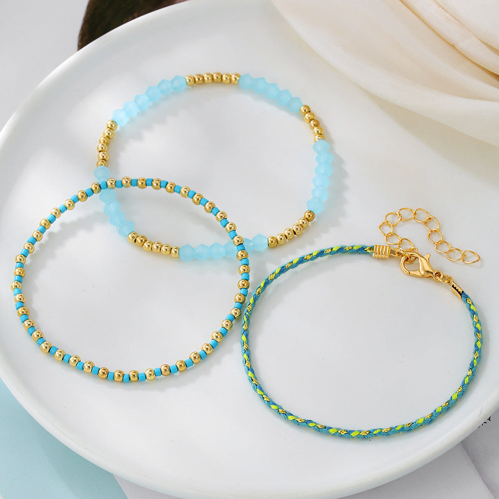 Bohemian Minimalist Geometric Crystal Alloy Bracelet