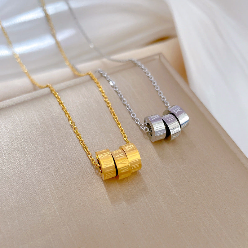 Collana Girocollo Minimalista in Acciaio al Titanio con Pendente Rotondo Geometrico Unisex