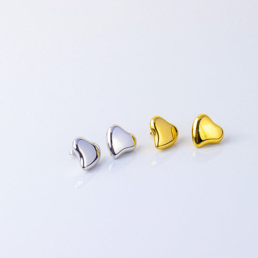 Pendientes de Acero Inoxidable con Baño de Oro de 18K en Forma de Corazón Irregular, Minimalistas y Elegantes para Mujer