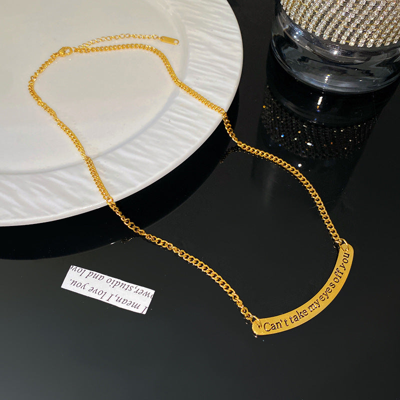 Minimalist Titanium Steel Plated Letter Smile Necklace Geometric Design