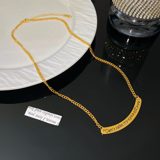 Minimalist Titanium Steel Plated Letter Smile Necklace Geometric Design