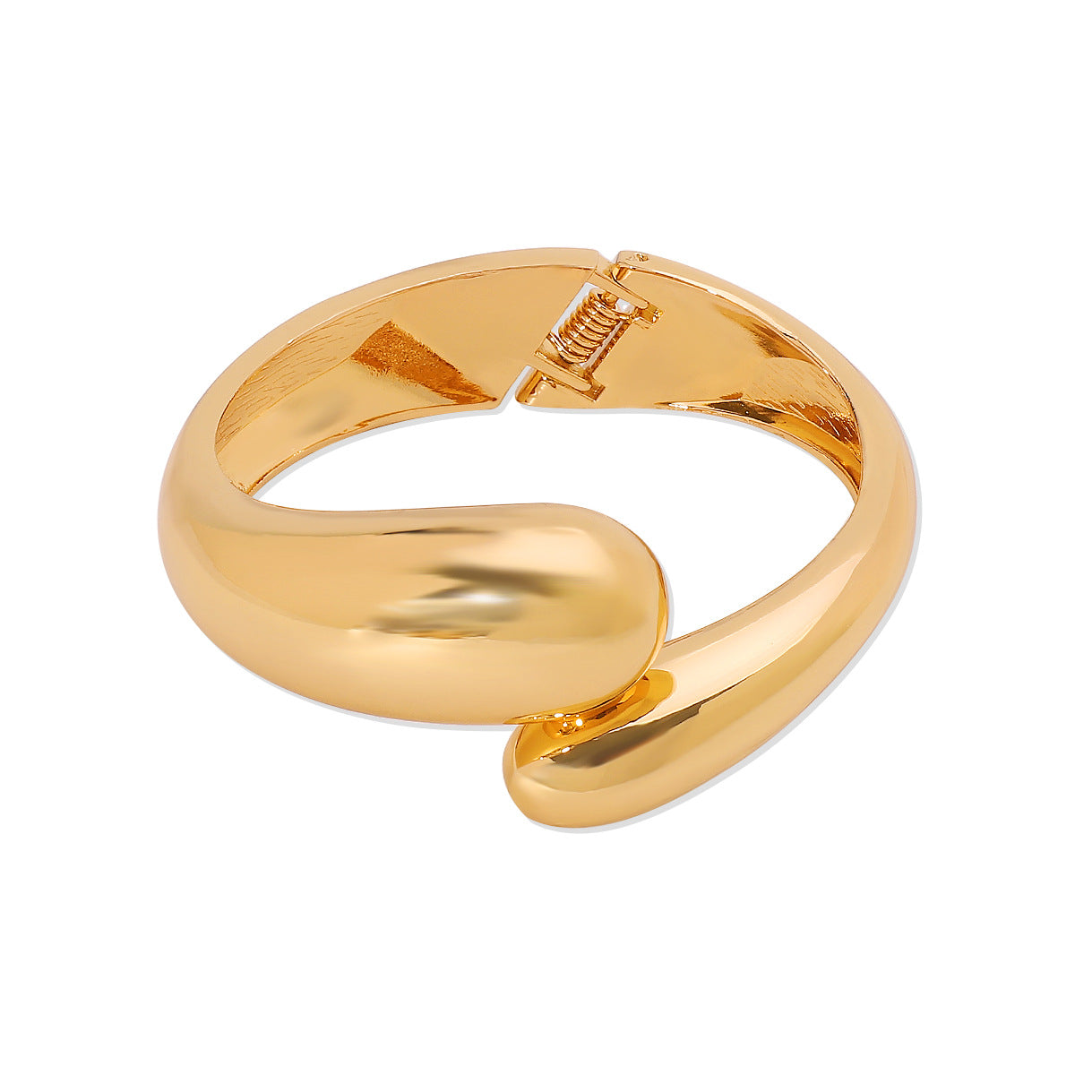 Pulsera geométrica de aleación dulce y atrevida con diseño irregular de doble cabeza, brazalete minimalista electrochapado de estética fría para mujer