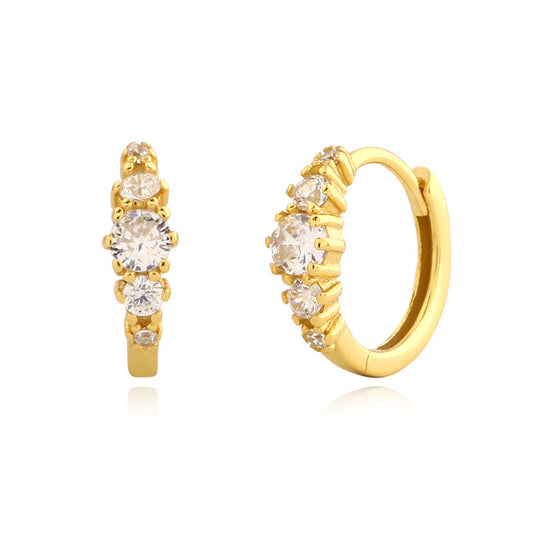 Eleganti orecchini a cerchio da donna in argento sterling 925 con zirconi cubici rotondi geometrici