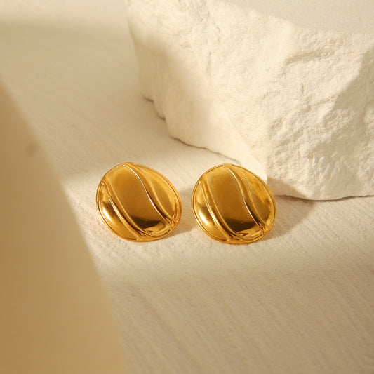 Orecchini a perno geometrici minimalisti in acciaio inossidabile con placcatura in oro 18 carati, borchie lisce rotonde ipoallergeniche