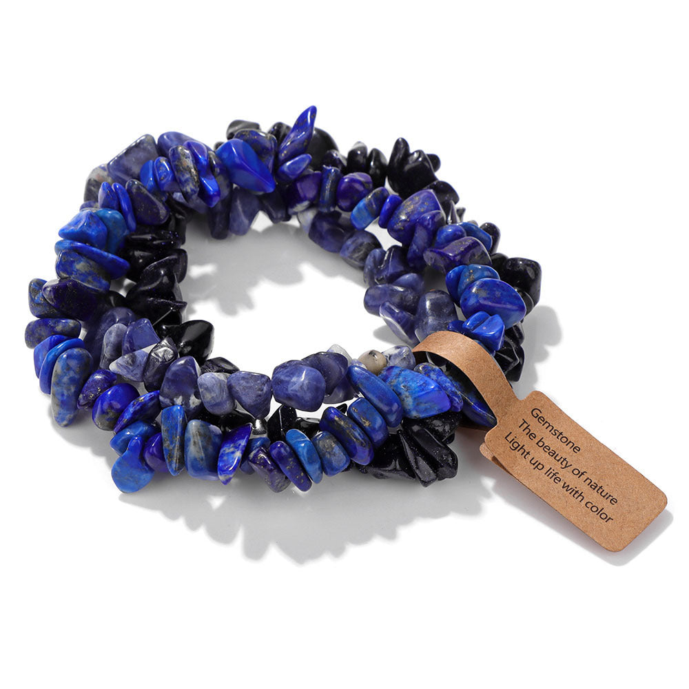 Vintage Geometric Gemstone Chip Beads Stretch Bracelet Set Unisex