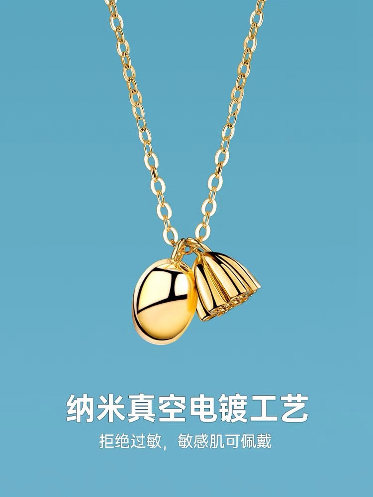 Minimalist Lotus Pendant Necklace for Women in Titanium Steel with Plated Finish and Irregular Design