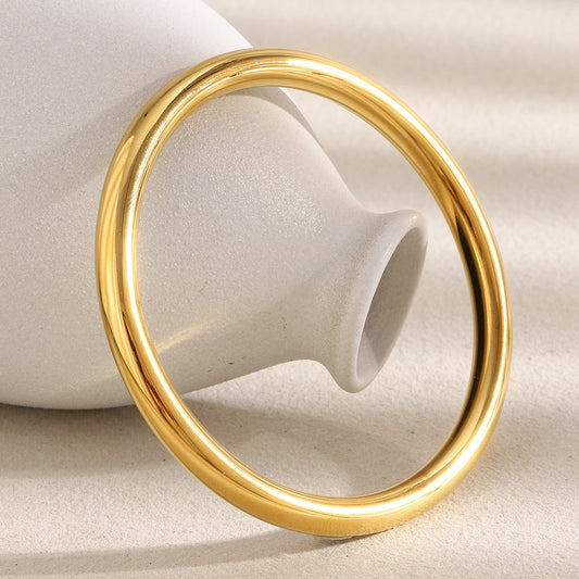 Bracciale rigido da donna in acciaio inossidabile placcato oro 18K, design geometrico minimalista e cavo