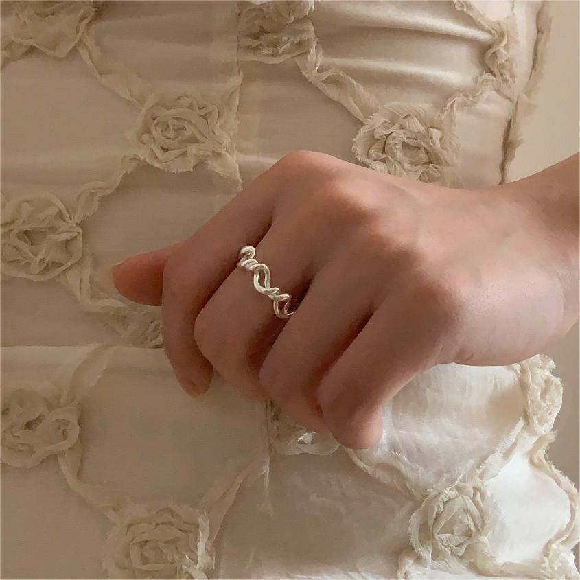 Minimalist Sweet 925 Sterling Silver Twisted Rope Round Ring for Women