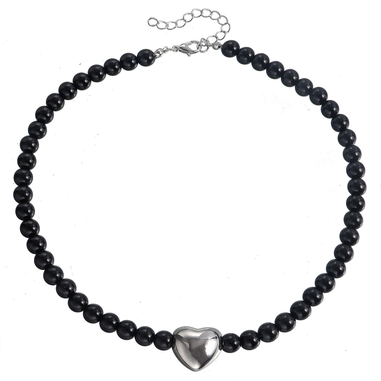Collar con Colgante Minimalista en Forma de Corazón, de Aleación con Acabado Galvanizado para Mujer, Cadena Delicada para la Clavícula