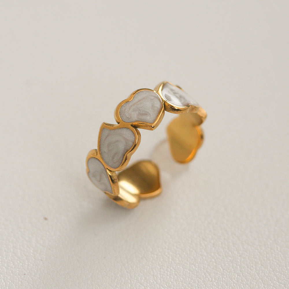 Anillo minimalista de acero de titanio con forma de girasol para mujer, con banda abierta ajustable y acabado chapado en oro