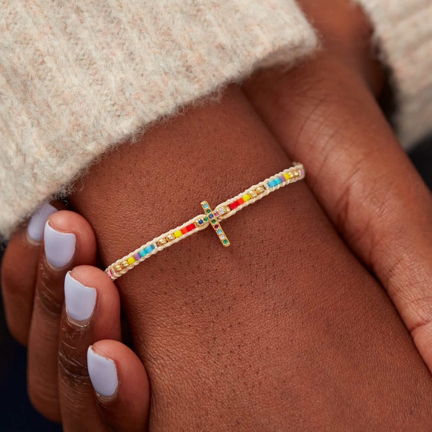 Minimalist Bohemian Geometric Cross Plated Stainless Steel Cable Chain Bracelet for Women