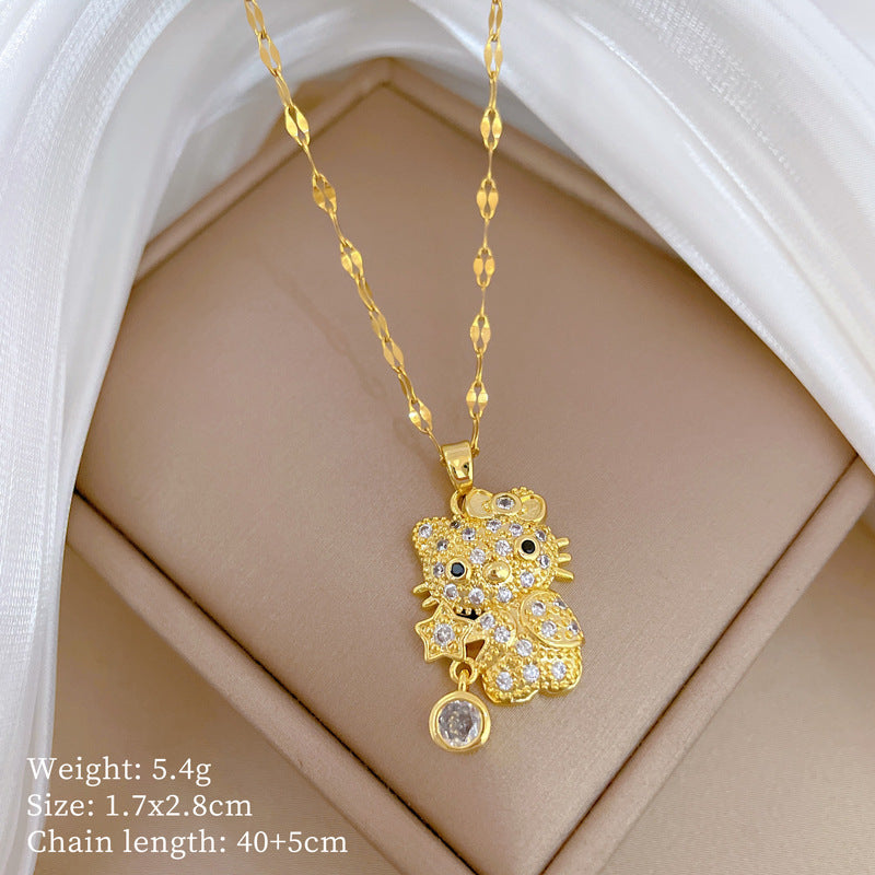 Collar de titanio con diamantes de imitación, cielo estrellado geométrico, para mujer, cadena de labios minimalista, estilo dulce