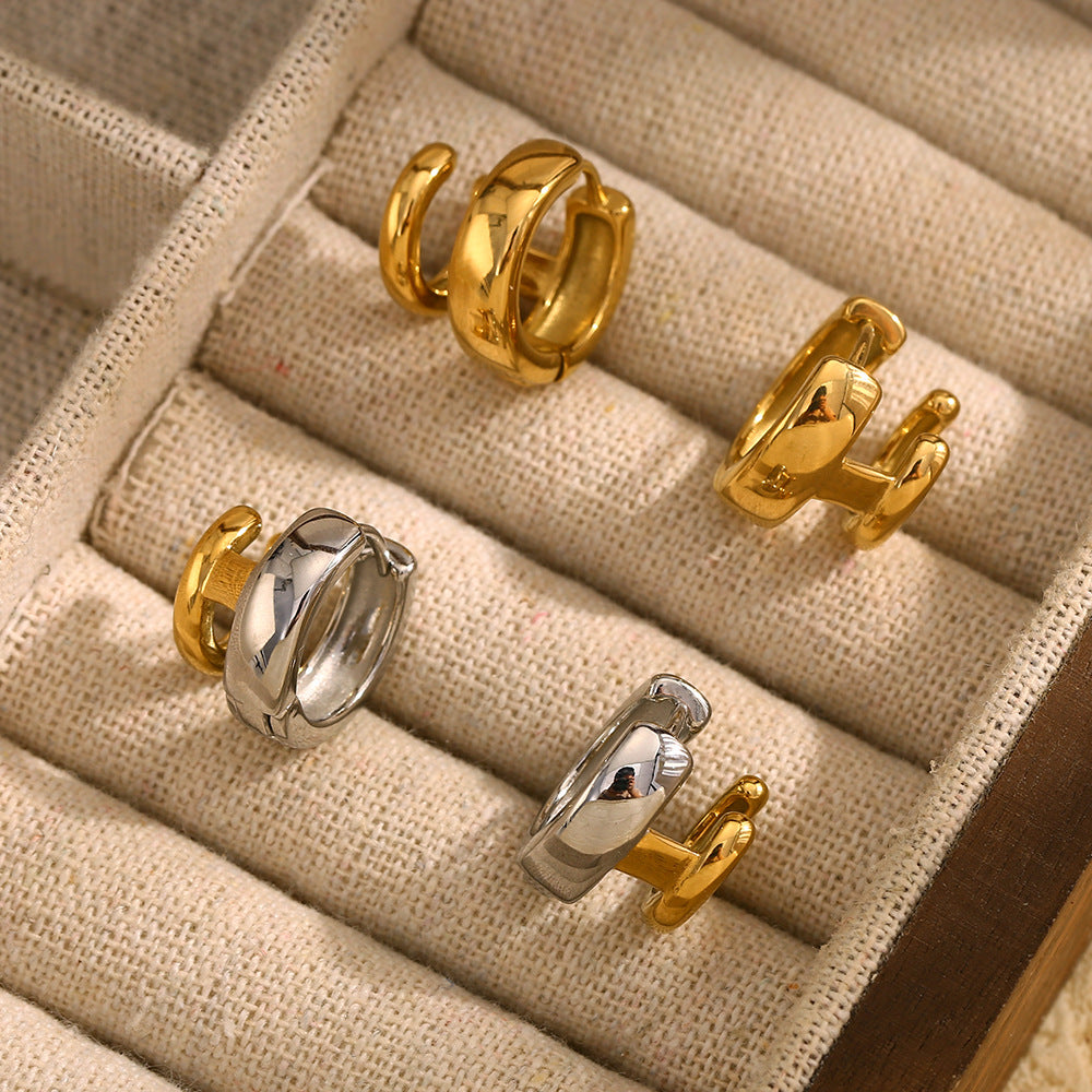 Orecchini da donna creativi geometrici in acciaio inossidabile con placcatura in oro 18 carati