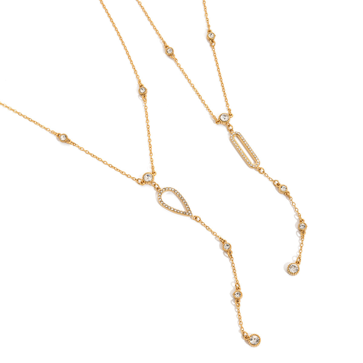 Minimalist Elegant 18K Gold PVD Titanium Steel Geometric Teardrop Pendant Necklace for Women