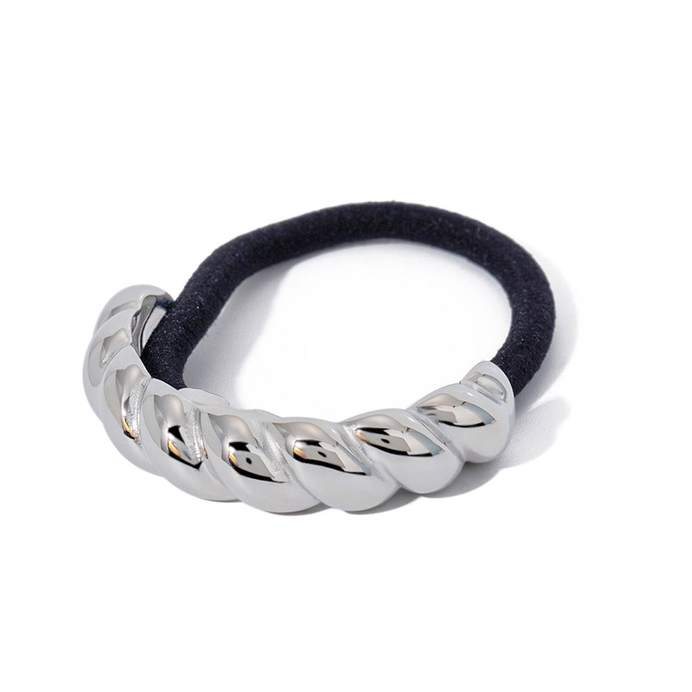 Minimalist Geometric Stainless Steel Hair Tie with Plated Finish for Ponytail