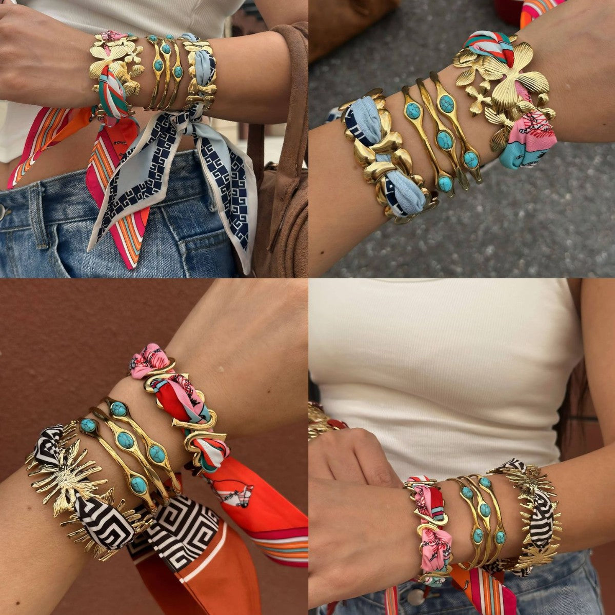 Bracciale a fascia larga in acciaio inossidabile placcato a forma di cuore irregolare, stile streetwear alla moda