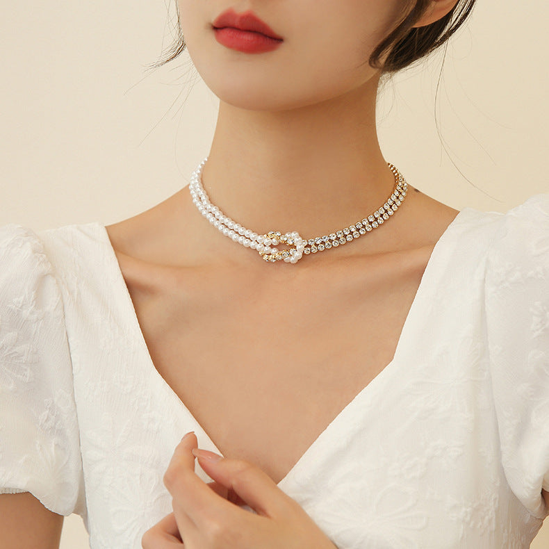Minimalist Geometric Pearl and Alloy Pendant Necklace for Women with O-Chain Adjustable Length